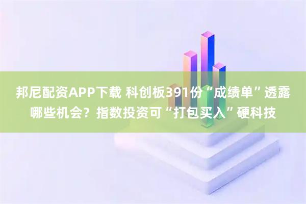 邦尼配资APP下载 科创板391份“成绩单”透露哪些机会？指数投资可“打包买入”硬科技
